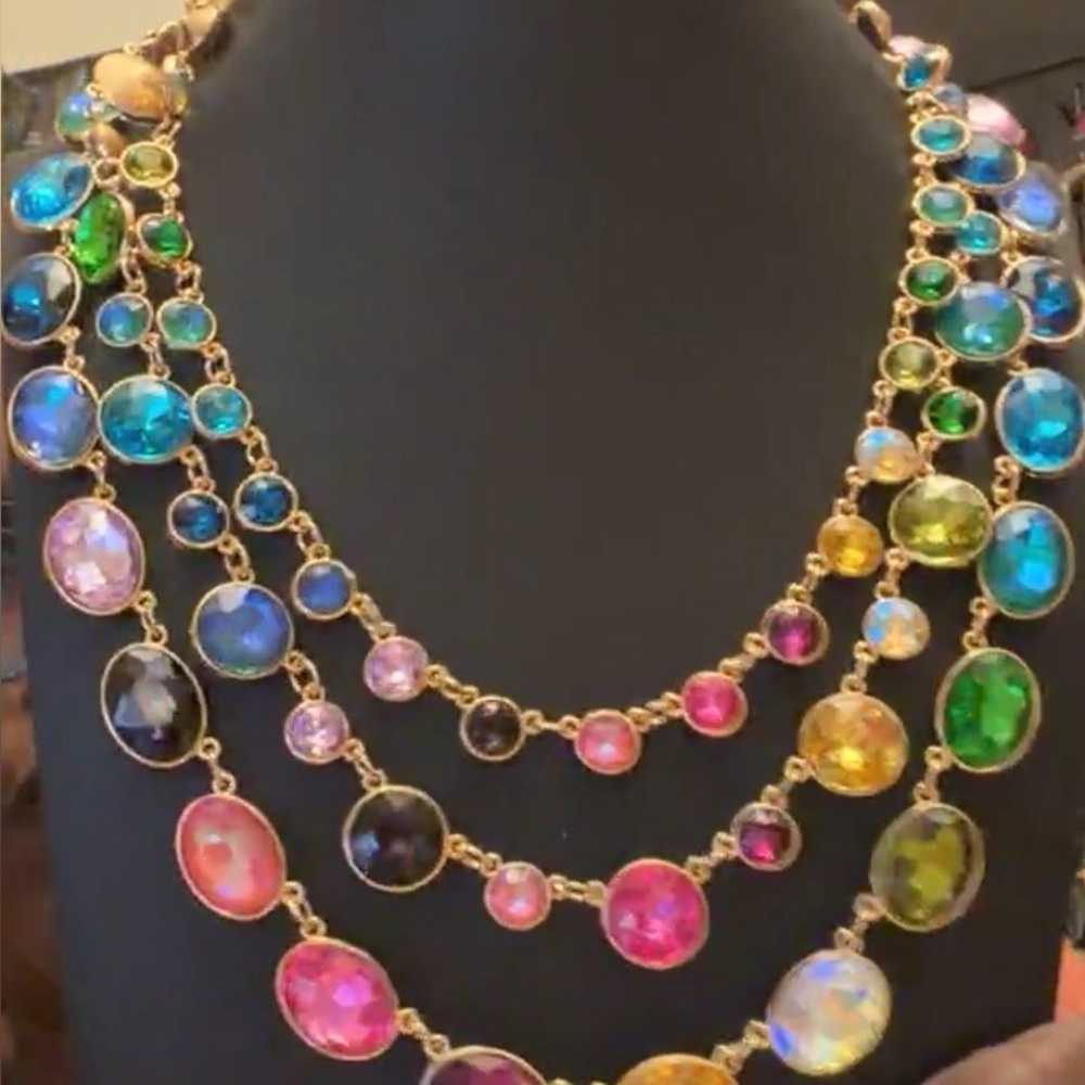 Elated Multicolor Gemstone Statement Necklace - image 2